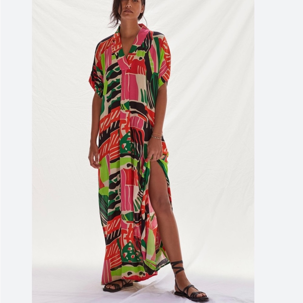 Anthropologie Bel Kazan Tropical Caftan NWT  XS/S